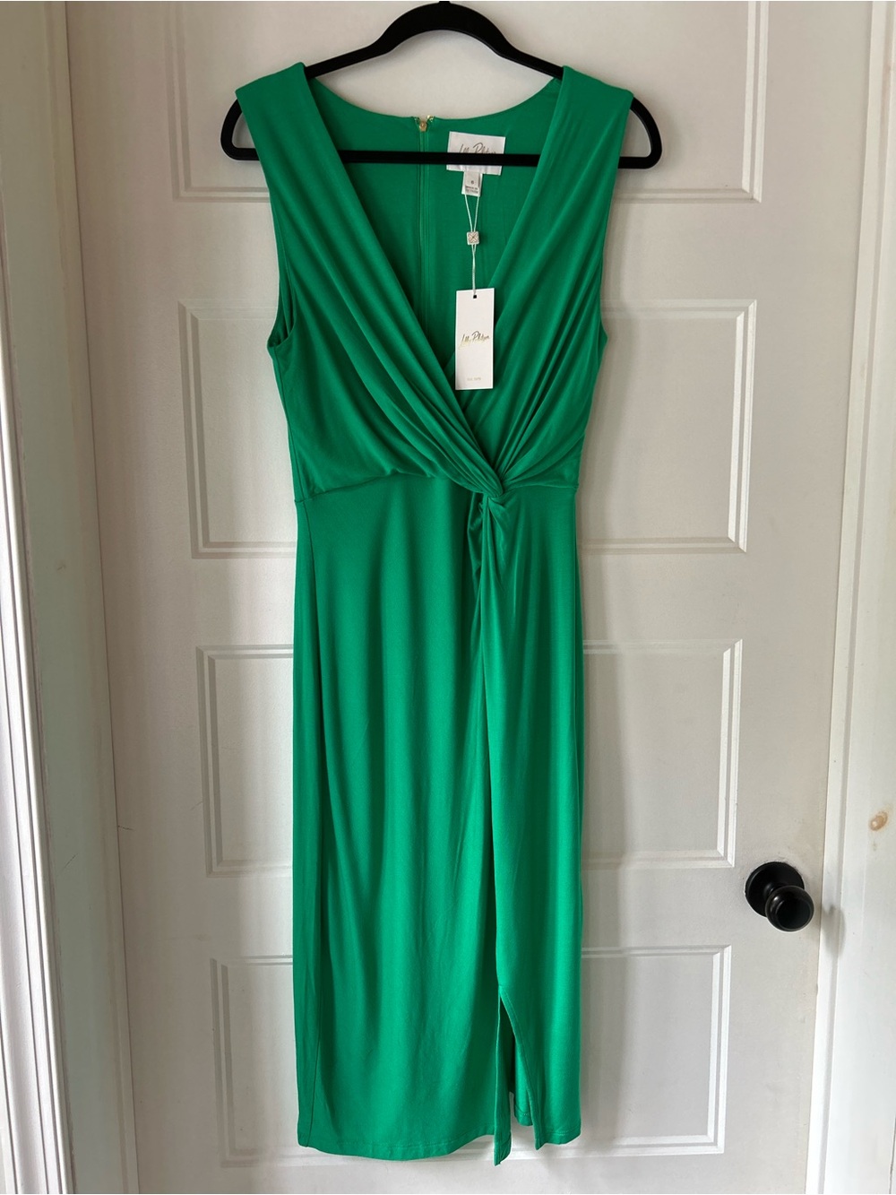 Lilly Pulitzer Odella V Neck Midi Dress Size 6 Brazilian Green NWT Twist Front